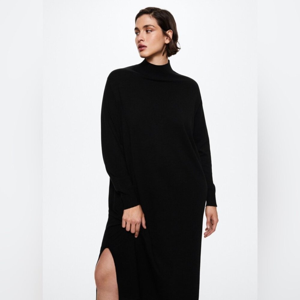 Mango [8] Perkins Dress Black NWT - Picture 2 of 10